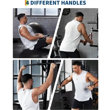 Pulley System for Home Gym,Cable Weight System Attachments Set with Pulldown Bar, Tricep Rope,for Arm Workouts Fitness Equipment 4