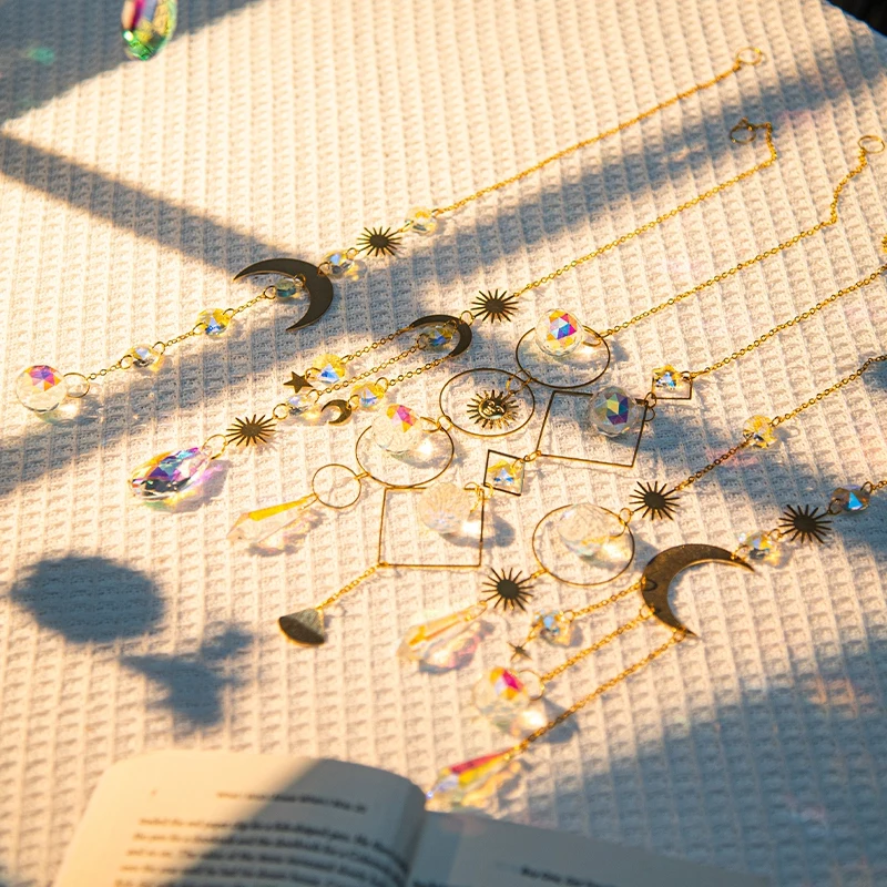 Crystals Wind Chime Prism Sun Catchers Handmade Jewellery Garden Hanging Pendant Rainbow Chaser Ornament Window Garden Decor outdoor wind chimes wind bell pendant
