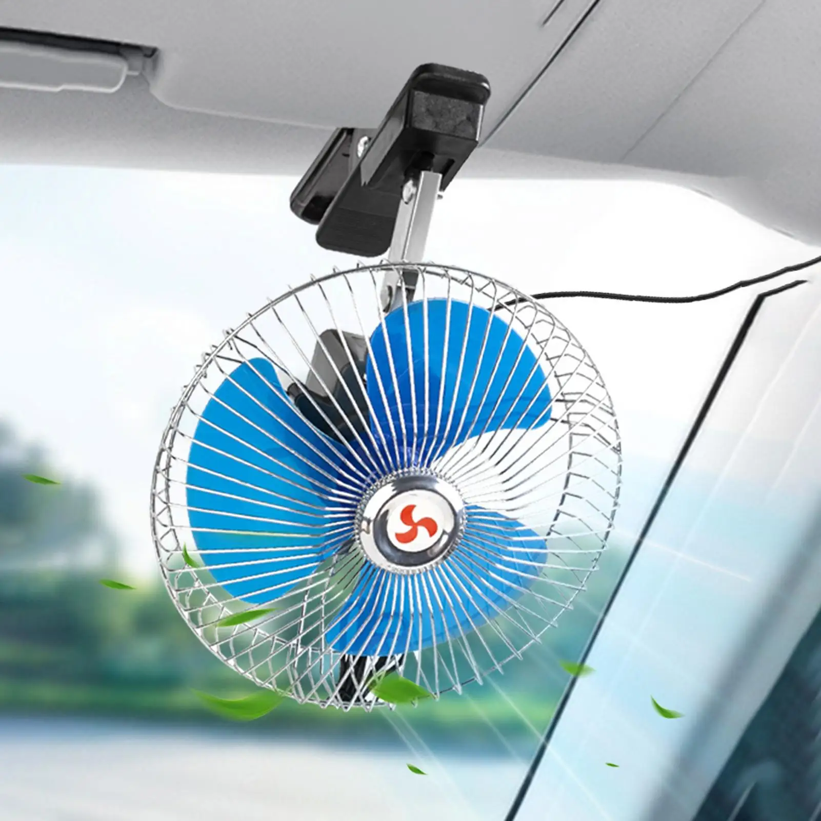 Ventola di Raffreddamento per Auto 24V con Oscillazione Automatica, Ventilatore a Morsetto per Veicoli, Gadget di Raffreddamento per Auto, Camion, Berlina, SUV, Camper, Campeggio