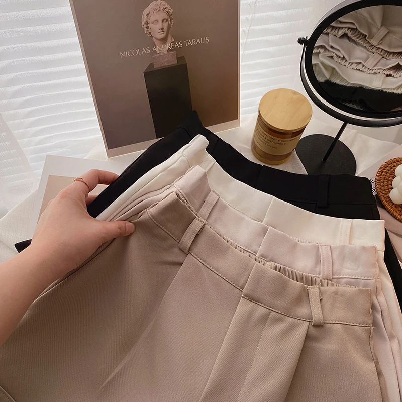Women's A Line Wide Leg Shorts Summer High Waist Shorts Lady Casual Streetwear Solid Color Short Pants