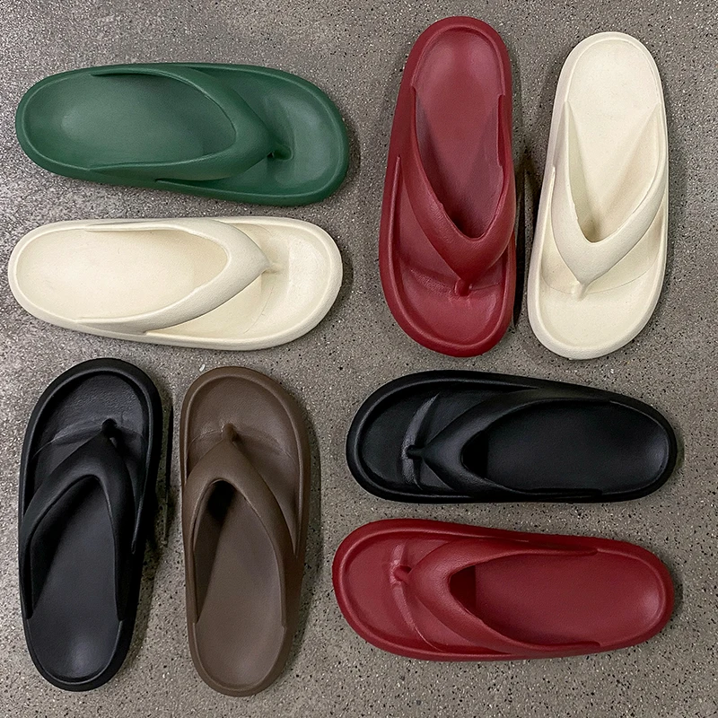 Men's Classy Flip-Flops, Women's Summer Flip-Flops for Beach Couples, New Thick-Soled Outer Wear Sandals, Men's Bathroom Bathing Non-Slip Slippers - 4
