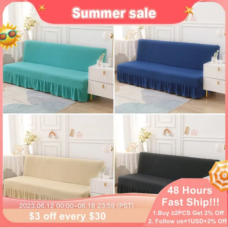 Sofa Cover Folding Without Armrests Sofa Bed Cover Without Armrests Solid Color Aliexpress