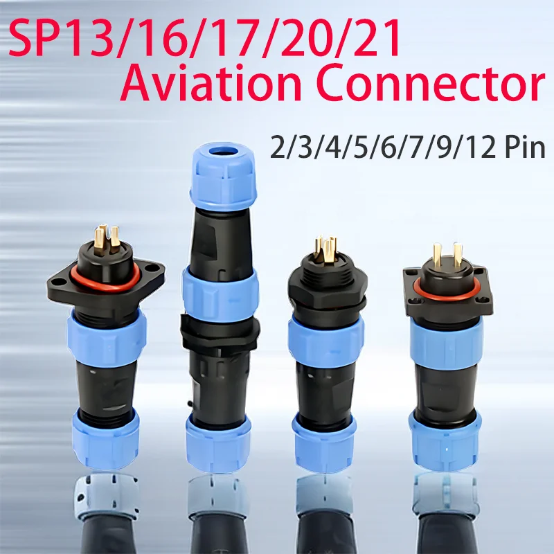

5/10/100 Sets SP13 SP16 SP17 SP20 SP21 Aviation Plug Socket Connector 2P 3P 4P 5P 6P 7P 9P 10P 12P Wire Cable IP68