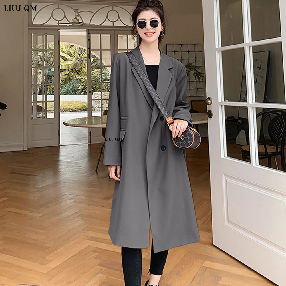 

Тренчкот женский средней длины, модная свободная ветровка в Корейском стиле, цвет черный/серый