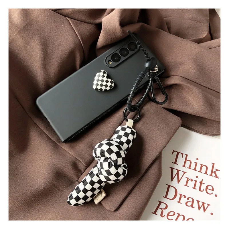 Custodia Per Telefono A Catena Con Ciondolo A Scacchiera Di Lusso Di Moda Per Samsung Galaxy Z Fold 5 Z Fold 4 Z Fold 3 2 5G Custodia Protettiva Piegh