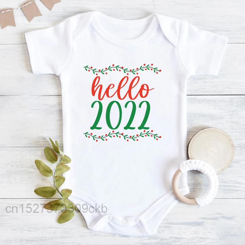 

Hello 2022 Newborn Baby Bodysuit Summer Short Sleeve Infant Rompers Body Baby Boys Girls New Year Ropa Bebe Christmas Gift