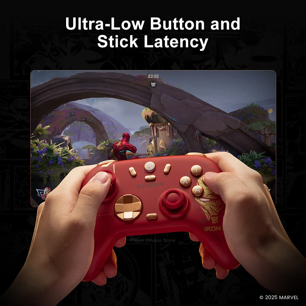 GameSir Nova 2 Lite Edição Iron Man, Controle Sem Fio para PC, Compatível com Windows, iOS, Android, Mobile, Steam e Switch 2&1