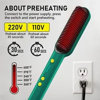 2 In 1 Electric Professional Negative Ion Hair Straightener Brush Curling Comb with Lcd Display Hair Curling Tool Straight Brush 2