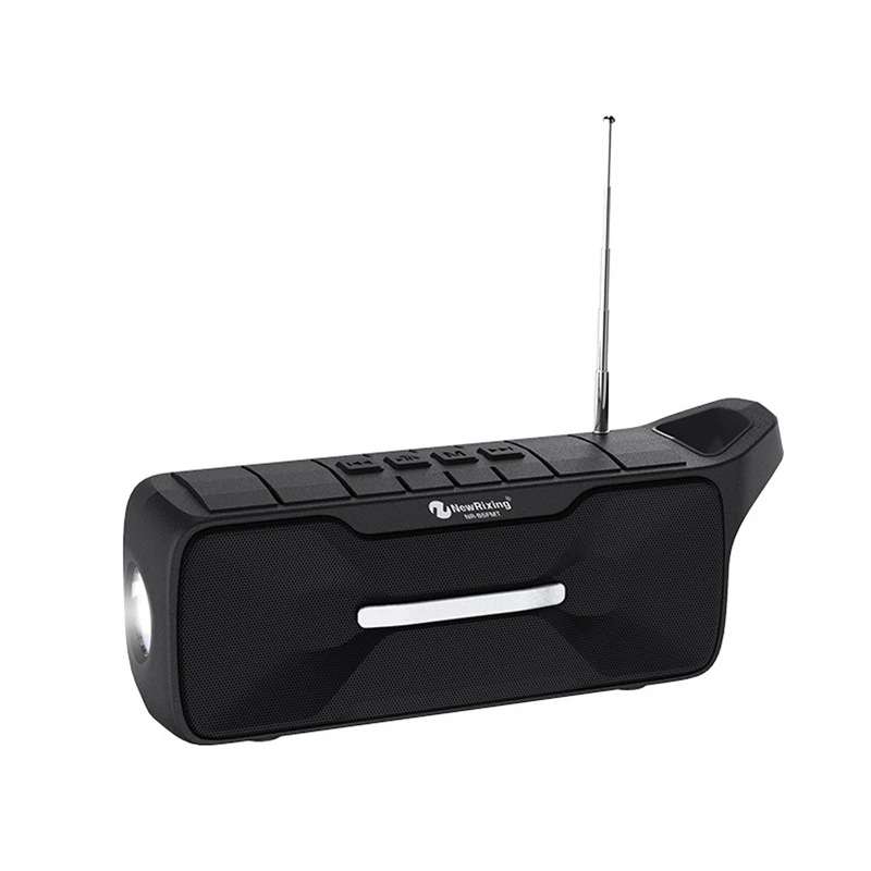 

NNRB5FMT Solar charging antenna flashlight boombox 5.0 EDR Bluetooth speaker dual woofer Radio FM 3D Stereo Portable hook handl