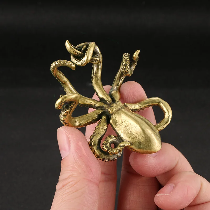 

Vintage Octopus Brass Figurine Ornament Desk Decoration Fun Creative Marine Organisms Souvenir Gift Solid Copper Miniatures