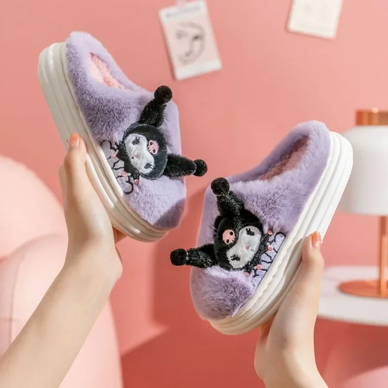 

Sanrio Hello Kitty children's cotton slippers girls princess style Kuromi home warm thick sole cute non-slip parent-child winter