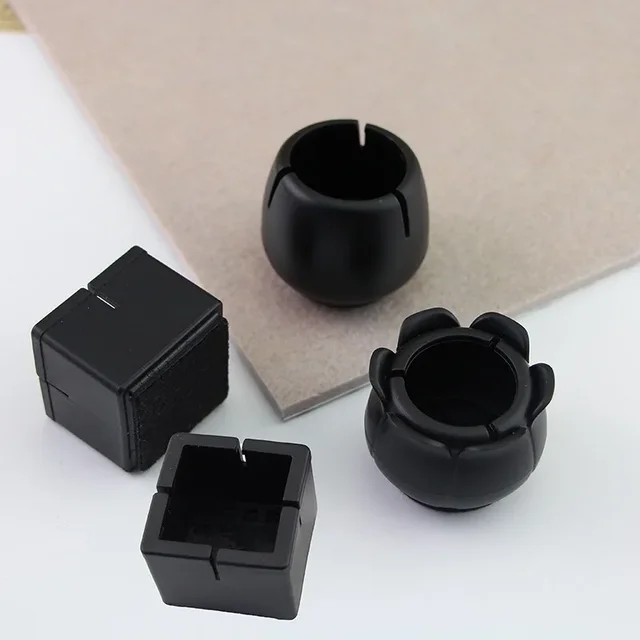4pcs Black Table Chair Leg Mat Silicone Non-slip Table Chair Leg Caps Foot Protection Bottom Cover Pads Wood Floor Protectors 3