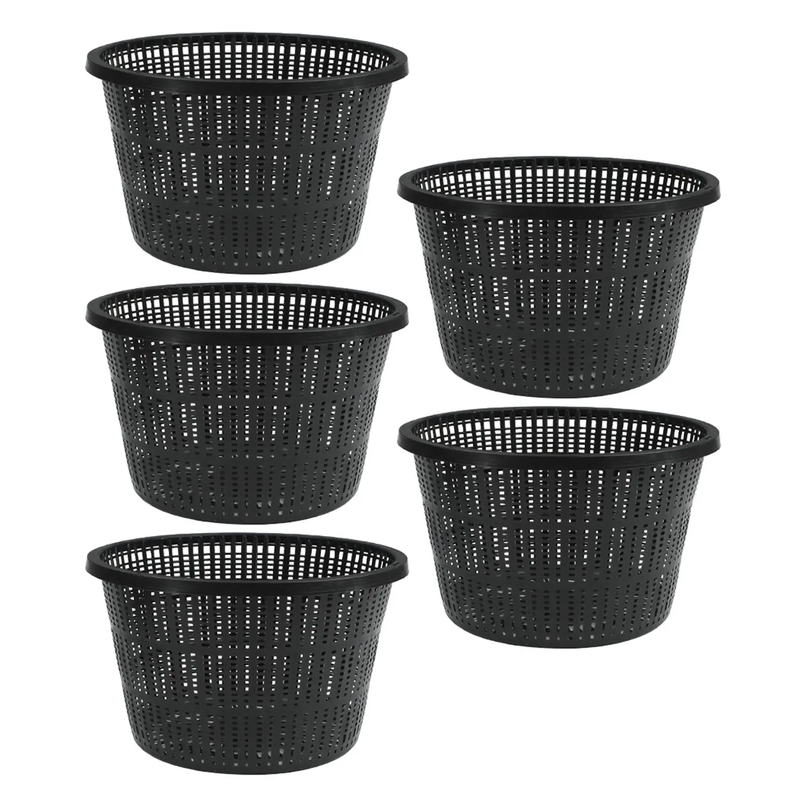 Set of 5 Large 8.3-inch Aquatic Plant Mesh Baskets - Plastic Flower Pot Garden Decor Accessories