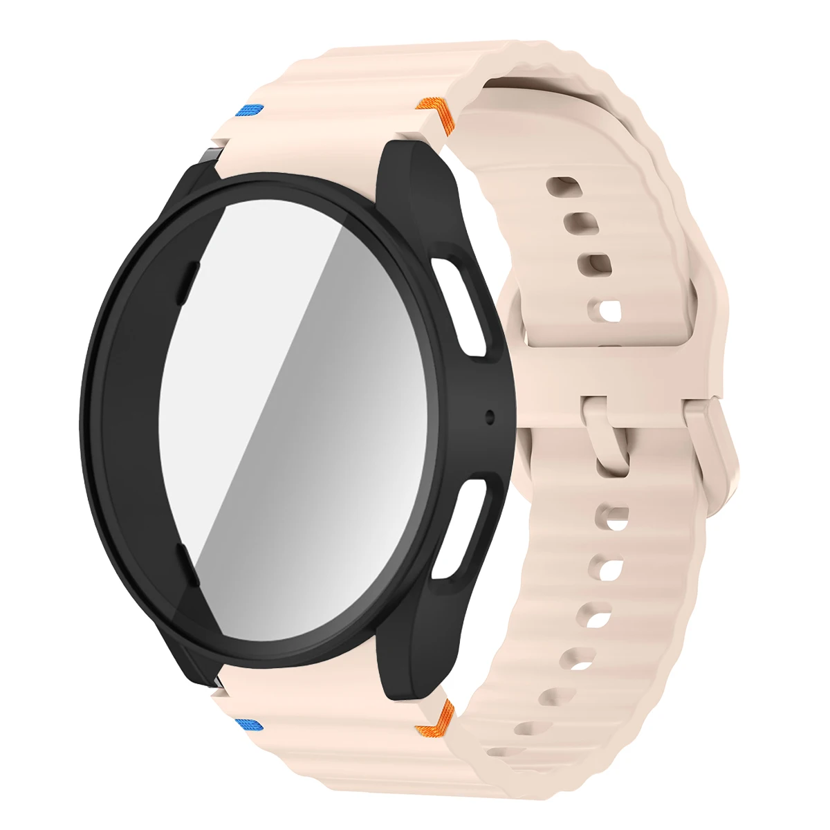 Silicone Watch Strap with Case and Screen Protector for 40-44mm Smartwatches - Durable Wrist Accessory