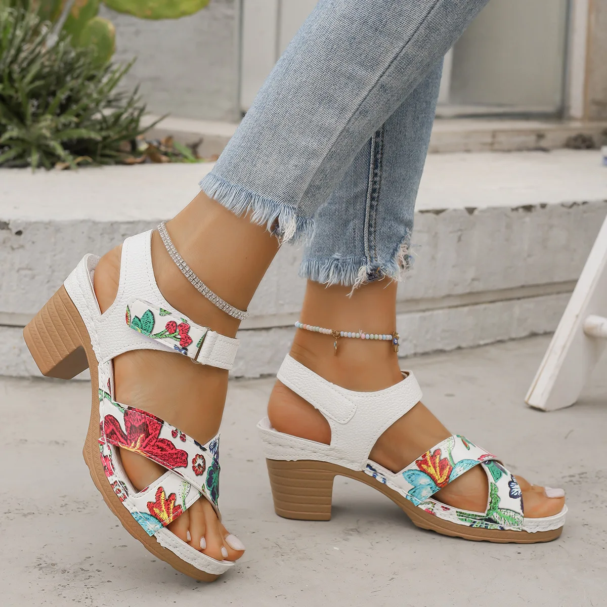 Women Platform High Heels Sandals Summer Dress Chunky Open Toe Shoes for Women New Designer Brand Slingback Sandals Female
