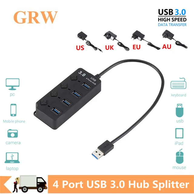USB Hub 3.0 USB 3 0 Hub Multi USB Splitter 3 Hab Use Power Adapter Multiple