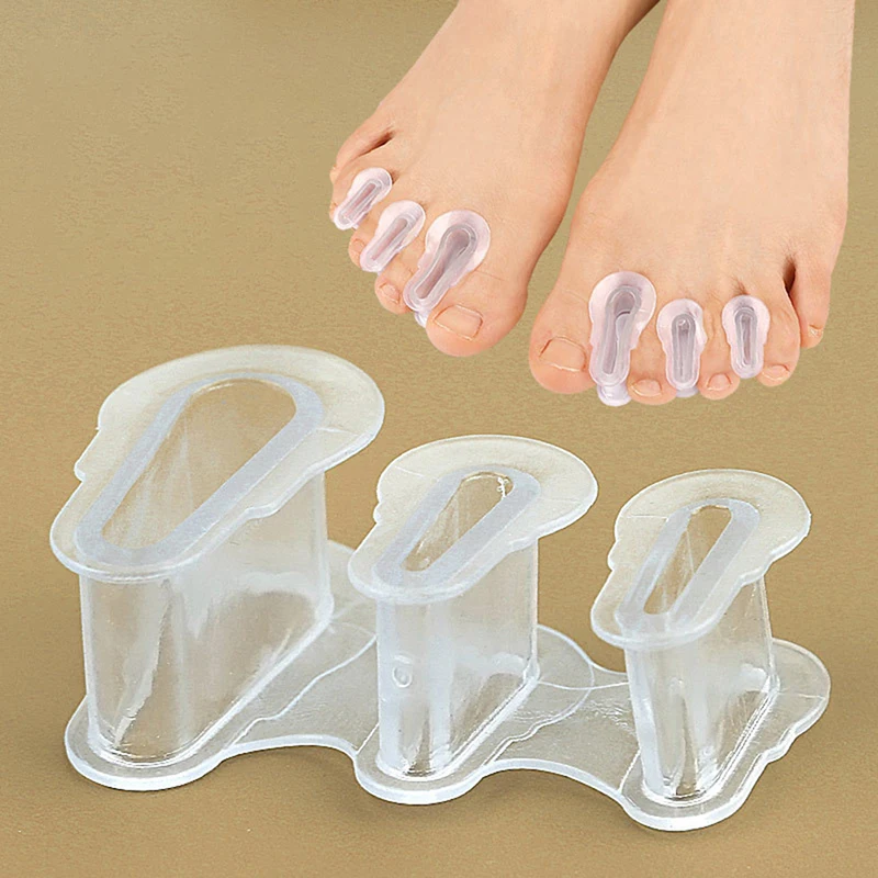 

1Pair 2 Hole Silicone Gel Straightener Two Hole Toe Separator Fingers Protector Bunion Adjuster Hallux Valgus Foot Care Pedicure
