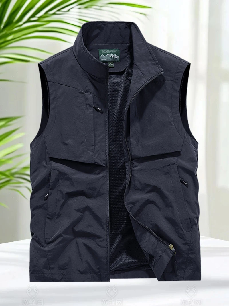 Plus Size 8XL Outdoor Vest Men Sleeveless Jacket Men Camping Hiking Coats with Mesh Lined Breathable Fishing Vest Jacket Pockets