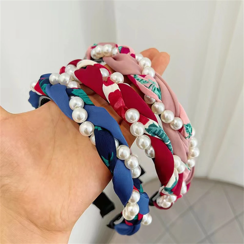 

Fashion Pearl Flower Headband Trendy Girls Fragmented Hair Outdoor Yoga Hairbands Turban Headwear Hair Accessories For Women