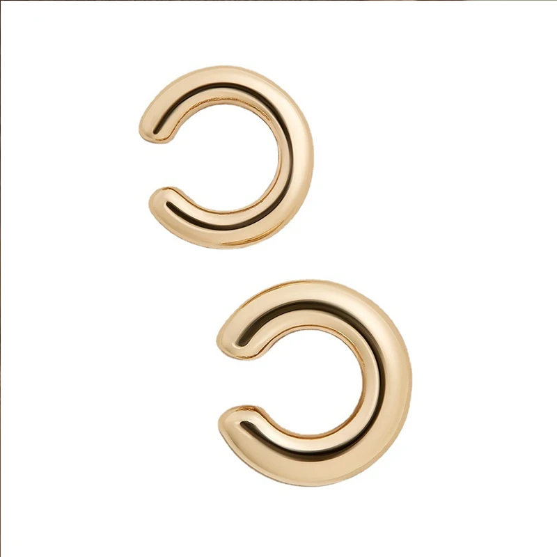 Fake Perforated Metal Ear Clip Asymmetric Circular Cartilage Women Fashion Jewelry Gift Ear Cuff Girl ear clip earrings clip earrings ear clip ear accessories