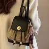 Drawstring Backpack Versatile Korean Style with Pendant Bucket Bag PU Leather Shoulders Bag College Student 1