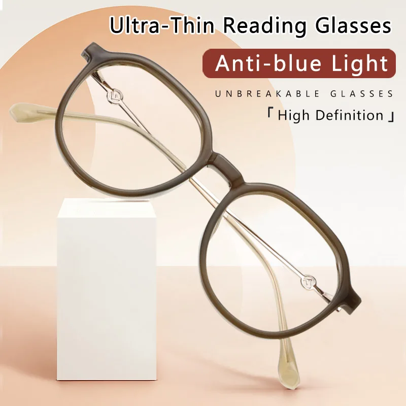 

Stylish Blue Light Blocking Reading Glasses Transparent UltraThin Optical Magnifying Presbyopic Glasses Clear for Women