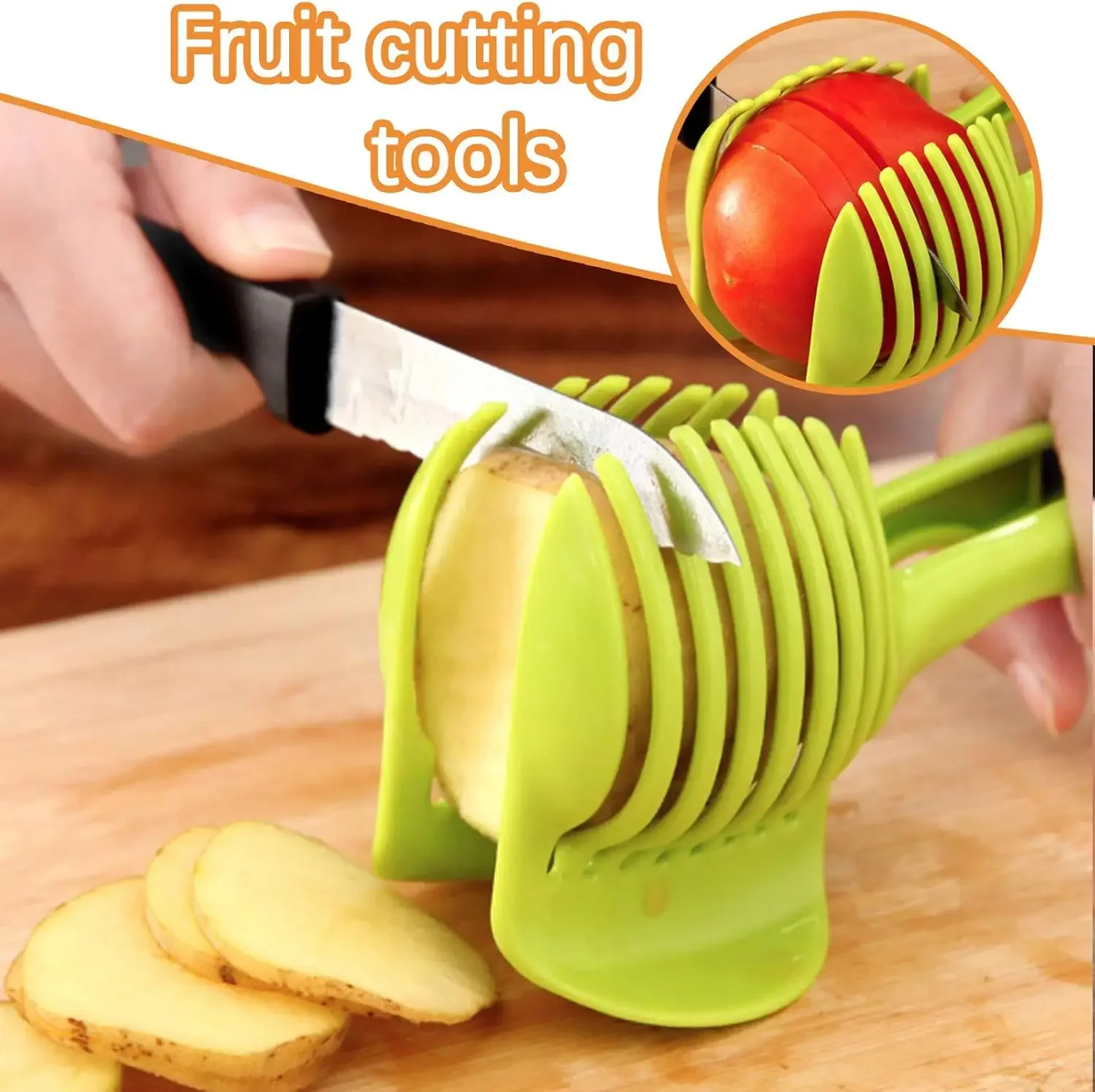 Description Picture 5 of item2024 Tomato Slicer Vegetable Cutter Round Lemon Egg Slicing Tool Multipurpose Fruit Tong Onion Holder Upgrade Handheld Slicer