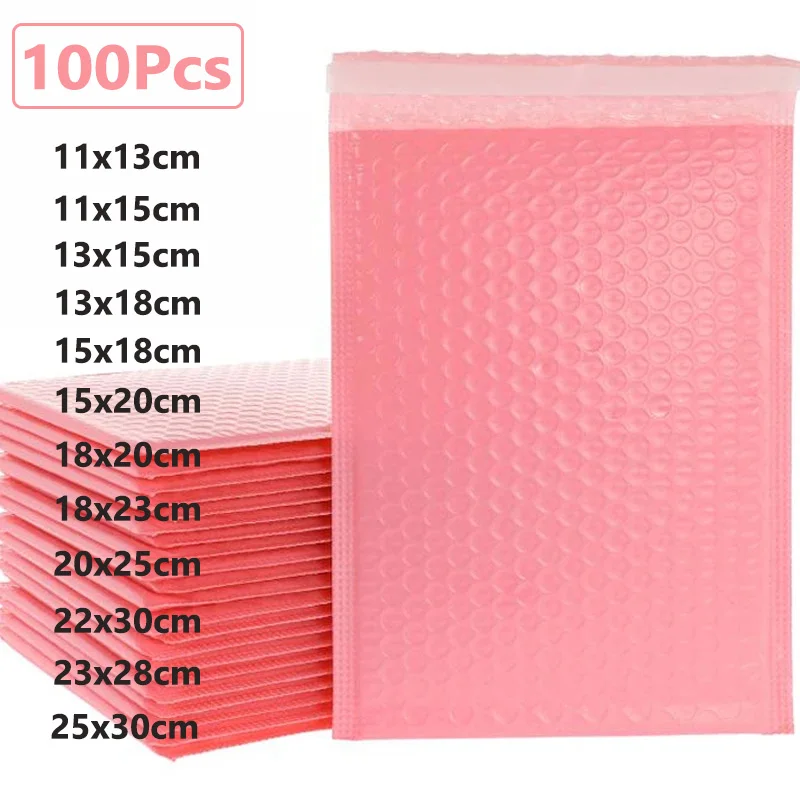 

50Pcs Pink Poly Bubble Mailers Padded Envelopes Bulk Bubble Lined Wrap Polymailer Bags for Shipping Packaging Mailer Self Seal