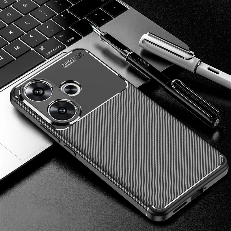 Enhanced TPU Silicone Carbon Fiber Anti-Knock Back Cover