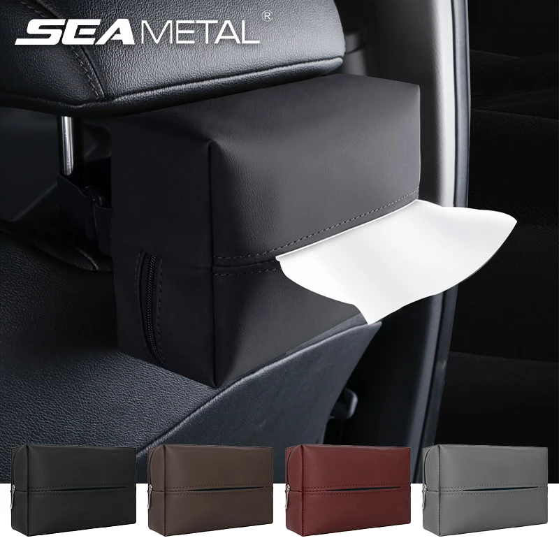 Car Tissue Box Holder Nappa Leather Car Center Console Armrest Napkin Box Sun Visor Backseat Tissue Case with Fix Strap car tissue holder,tissue box,car interior accessories