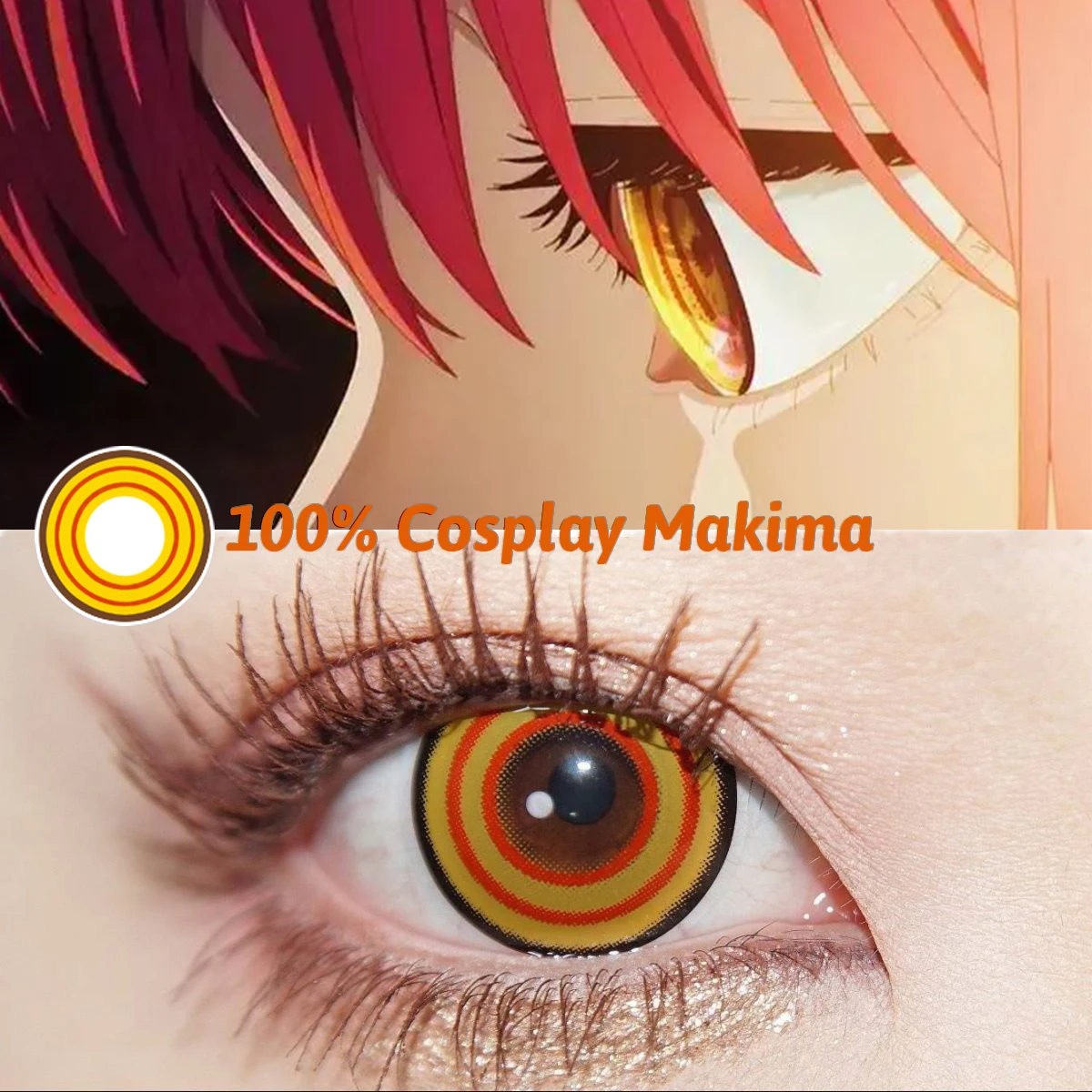 2Pieces Colorcon Color Contact Lenses Yearly Yellow Contact Lenses with Graduation Free Shipping Makima Cosplay