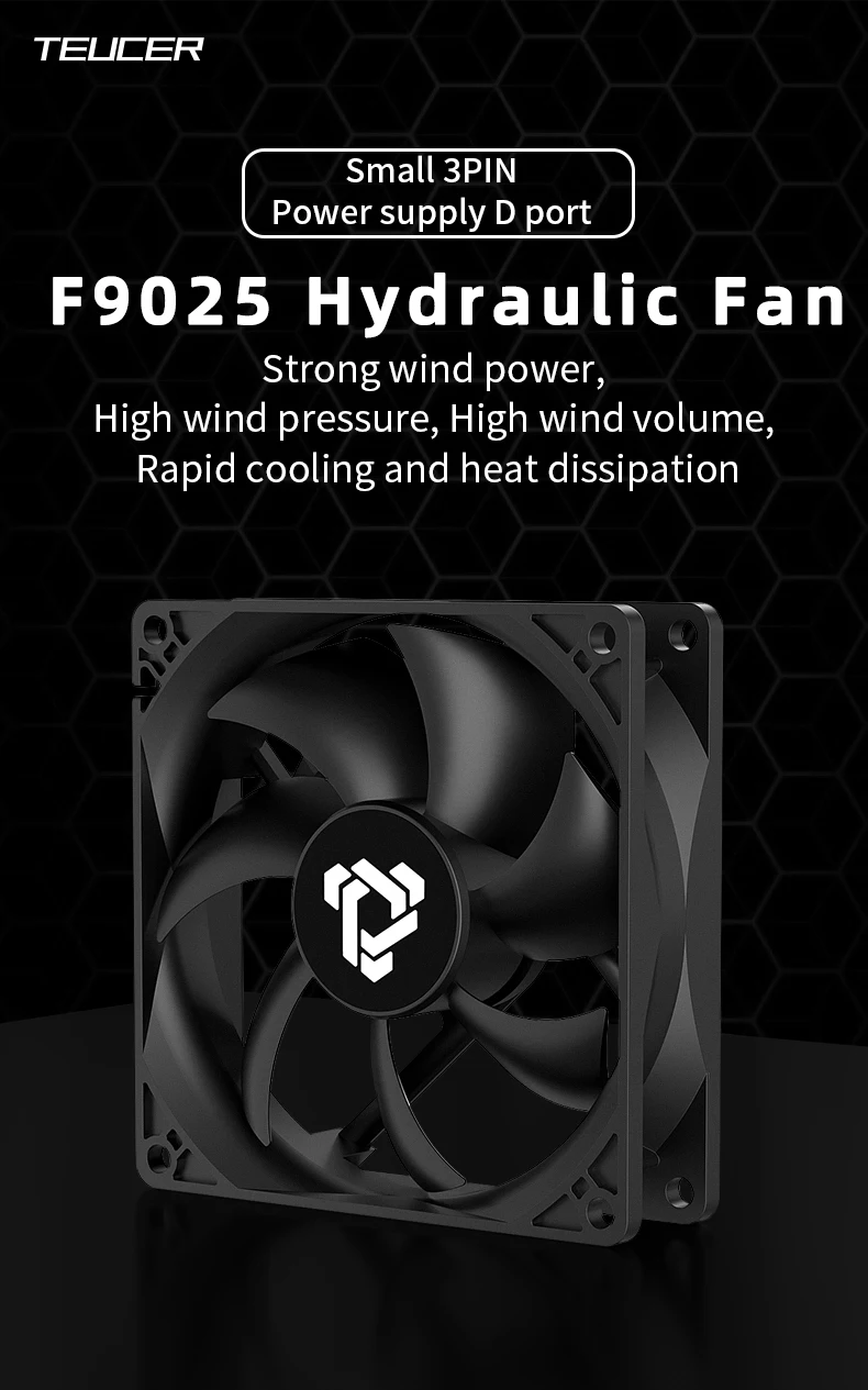 F9025 90mm PC Fan 1300RPM Constant Speed 3Pin add Big 4Pin Interface Suitable fo