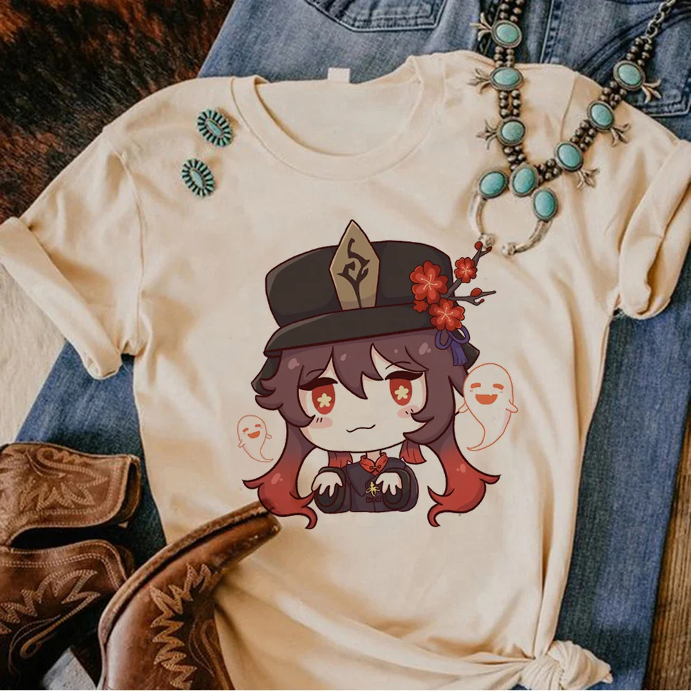 

Hu Tao Tee women designer graphic summer t shirt female streetwear comic anime clothing