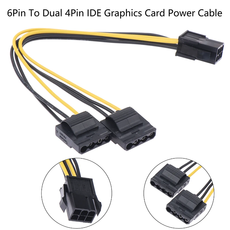 

6Pin To Dual 4Pin IDE Video Card Power Cord Adapter Graphics Card Power Cable Connector