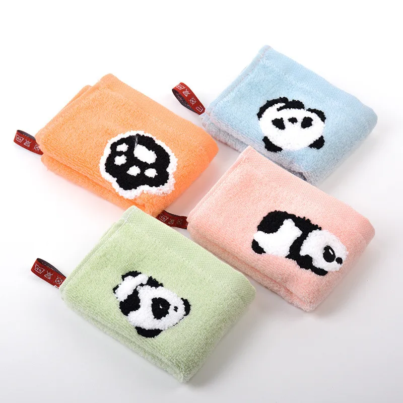 1Pcs 25x25cm Cartoon Panda Jacquard Cotton Baby Children Face Towel Hand Washcloth Water Absorbent Soft 3