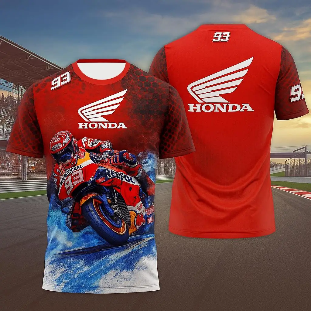남성 여름 혼다 레이싱 티셔츠 오토바이 바이커 반소매 저지 야외 라이딩을위한 경량 통기성 운동복