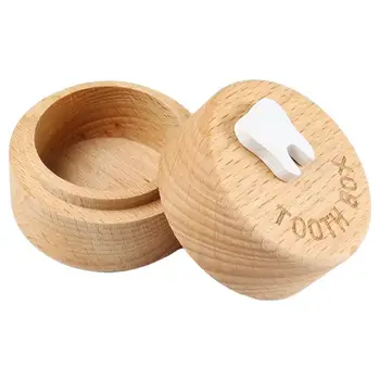Tooth Fairy Box With 3D Baby Round Gifts Engraved Meaningful Easy To Put Small Cute Lost Teeth Keepsake Wooden 4