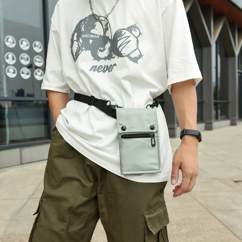 

Men's Shoulder Messenger Bag Multi-Purpose Small Waterproof Nylon Waist Male Travel Phone Bag Purse
