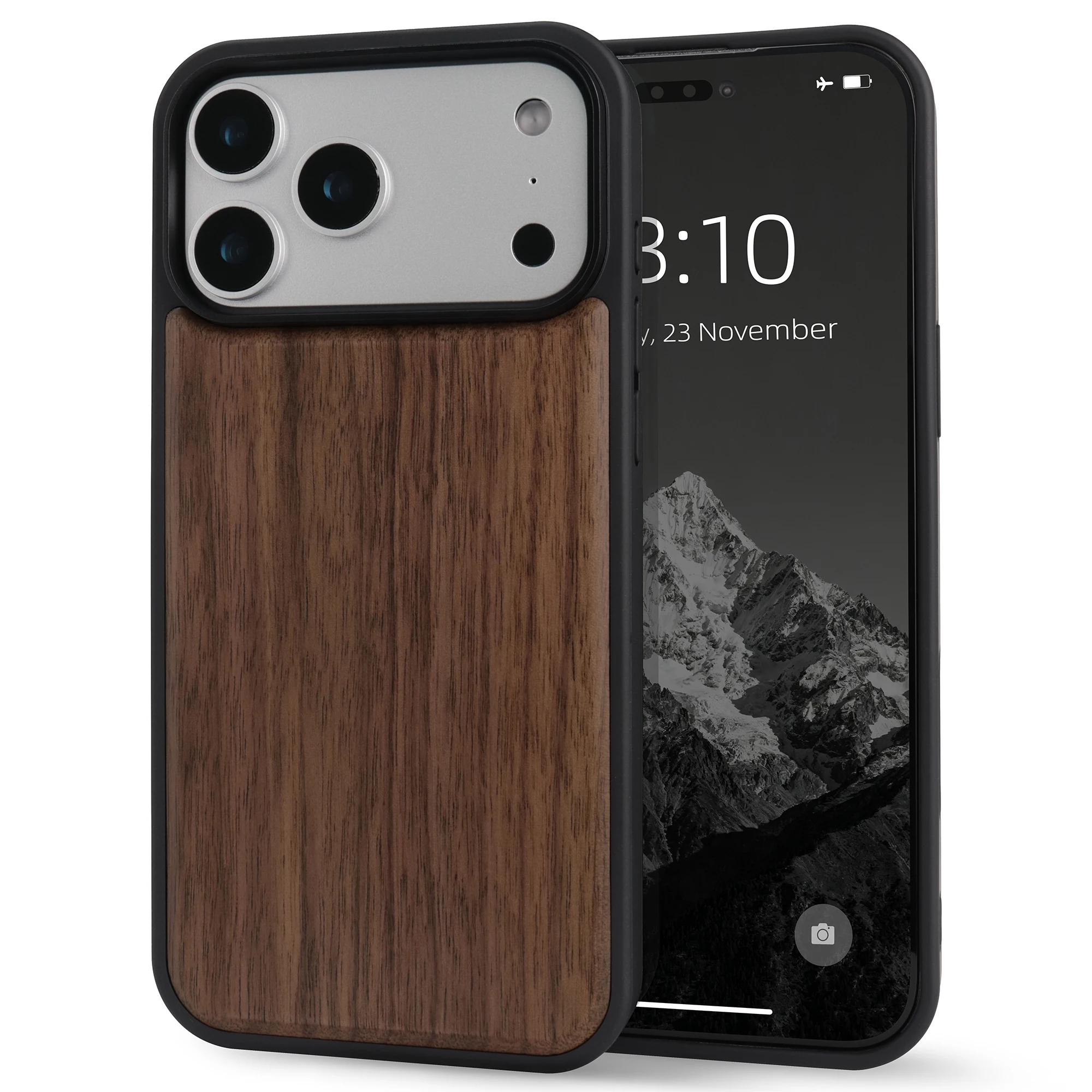 Deluxe Shockproof Walnut Cherry Wood Phone Case with Soft Bumper Cover