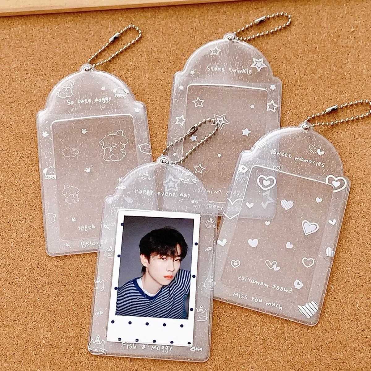 2pc Transparent Cartoon 3inch Card Holder Protect Cover Idol Photocards Cover Sleeves 2