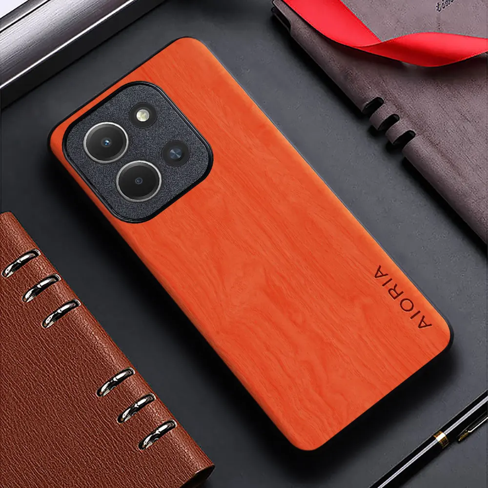 Premium Bamboo Wood Pattern Leather Case - Stylish Eco-Friendly Back Cover