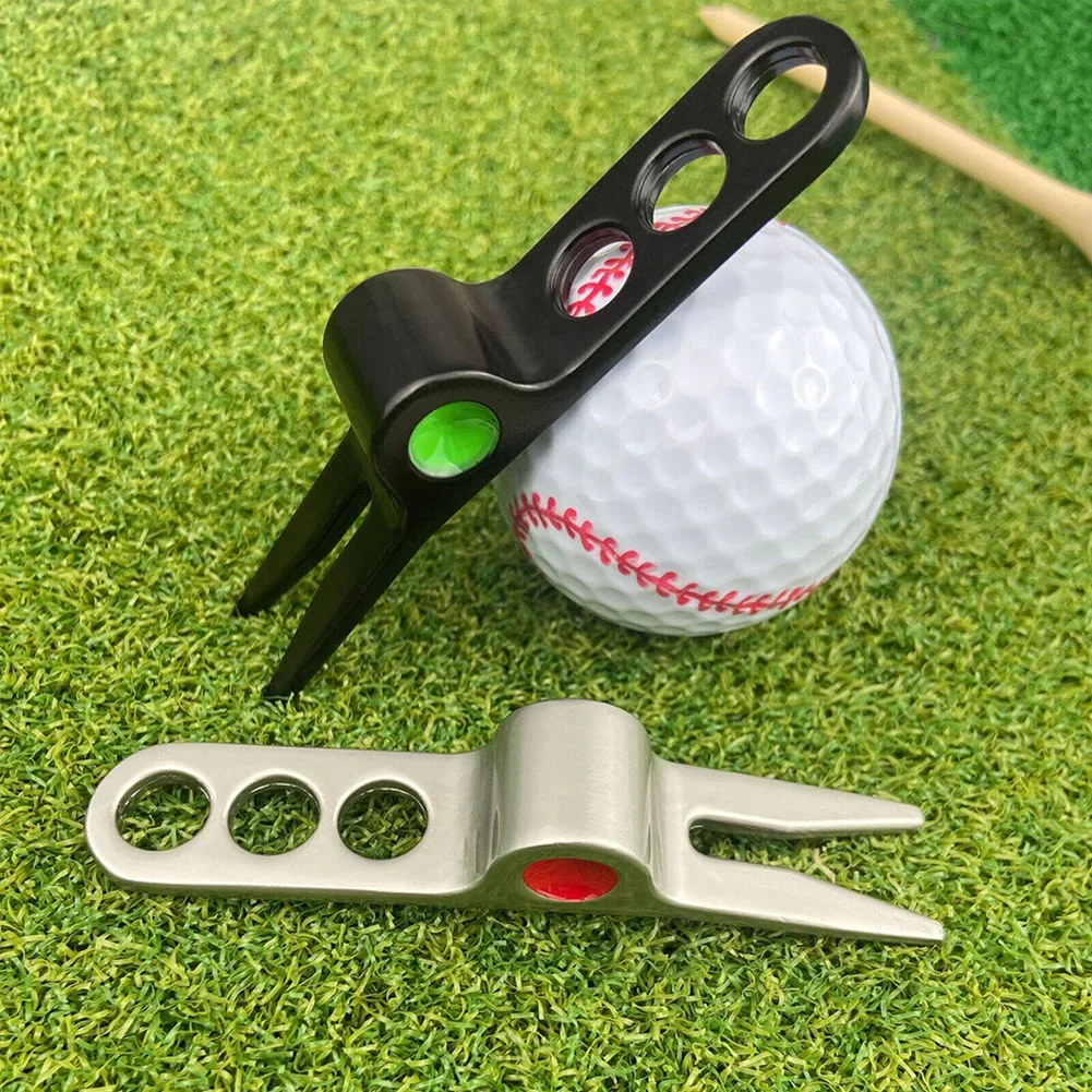 1Pc Golf Divot Tool Zinc Alloy Golf Fork Pitchfork Turf Tool Golf Equipment Accessories
