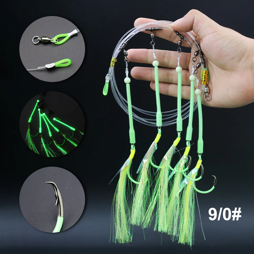 ZYZ 1pc Deep Drop Rigs With 5 Luminous Circle Hooks Saltwater Boat ...