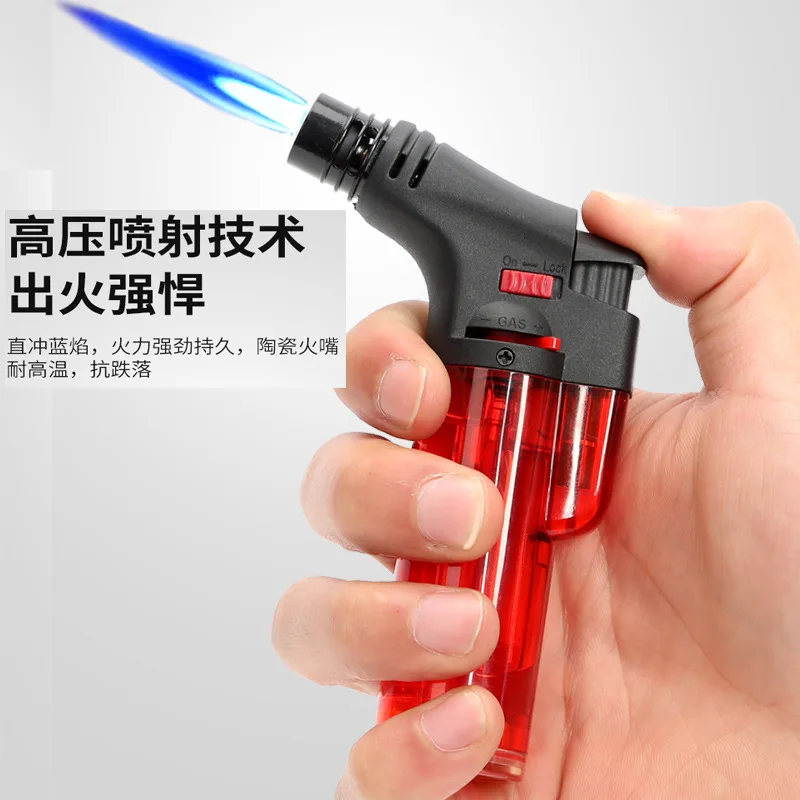 High Fire Spray Gun Windproof Jet Blue Flame Butane Gas Lighter Safety Lock Switch Outdoor Camping BBQ Kitchen Cigar Lighters S3ca97e747b7d4e20be948c8388920d19h