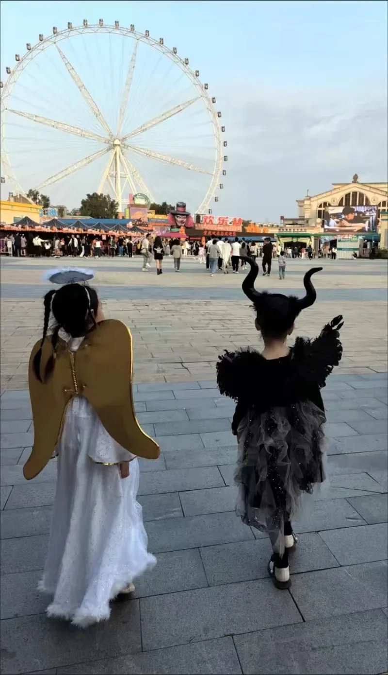 Kids Girl Angel Costume Party Fairy Costume for Children Stage Fancy Dress Anime Cosplay Clothing Golden Angel Wing Dress Outfit