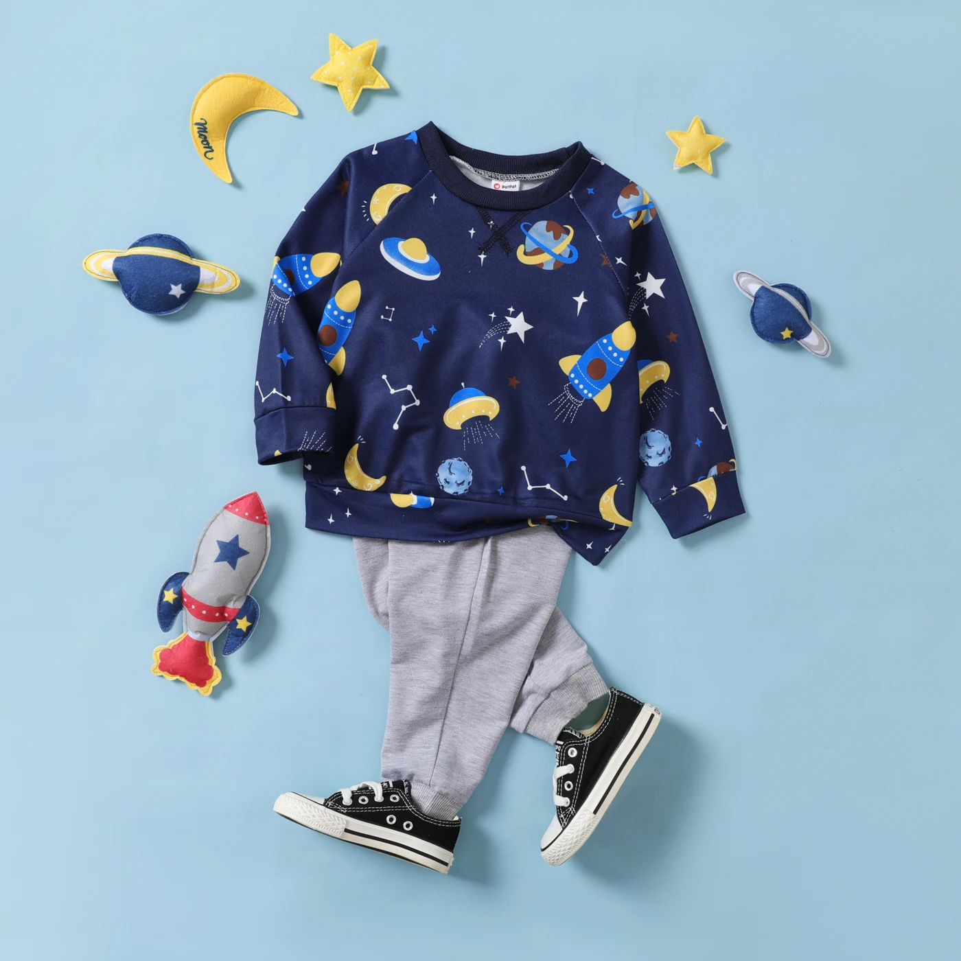 

PatPat 2pcs Toddler Boy Avant-garde Space Print Set