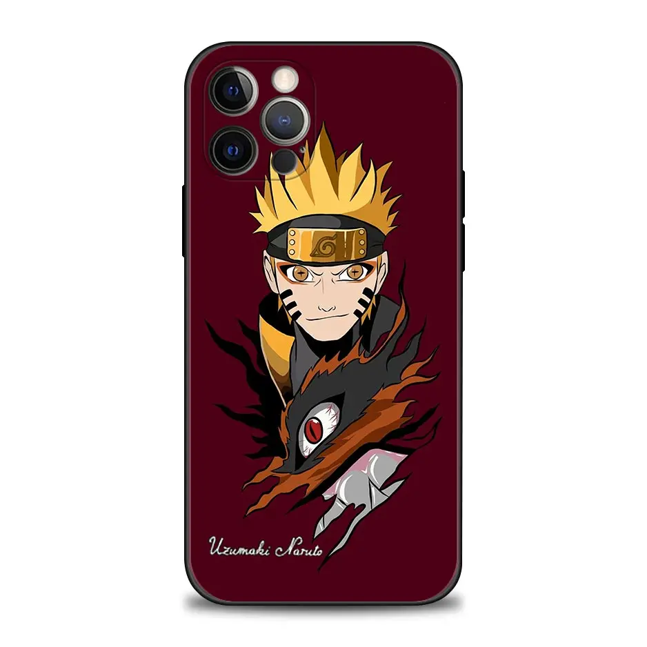 Anime Manga Uzumaki Naruto Phone Case for iPhone 11 12 13 Pro Max 7 8 SE XR XS Max 5 5s 6 6s Plus Black Soft TPU Silicone Sasuke iphone 13 pro phone case