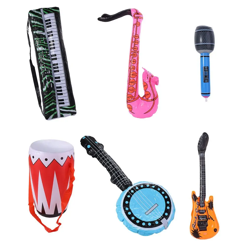 Baby Learning Toys Instrument Ukulele Toys Inflatable Musical Instrument Toys Microphone Balloons Inflatable Guitar Balloon - Image 2
