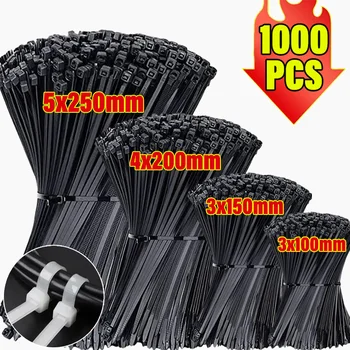 1000/100PCS Nylon Cable Ties Self-locking Cord Ties Straps Adjustable Cables Fastening plastic clamp Heat Resistant Wire Zip Tie
