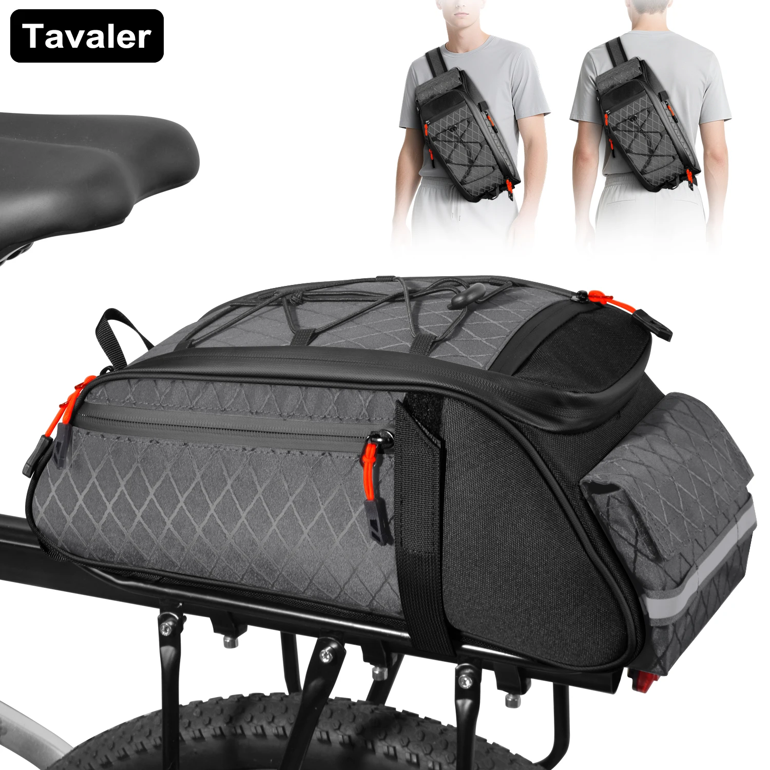 New Bike Trunk Bag Upgrade 900D 10L Large Capacity Anti-Tear Multi-Use Quick Install Fixing Commuting Outdoor Bicycle Accessory